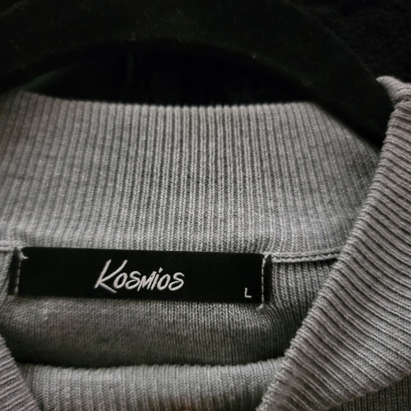 Kosmios Gray Midi LG Knit Dress Fitted w/two pockets n belt zipper in the front - Picture 4 of 4